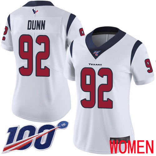 Houston Texans Limited White Women Brandon Dunn Road Jersey NFL Football #92 100th Season Vapor Untouchable->youth nfl jersey->Youth Jersey